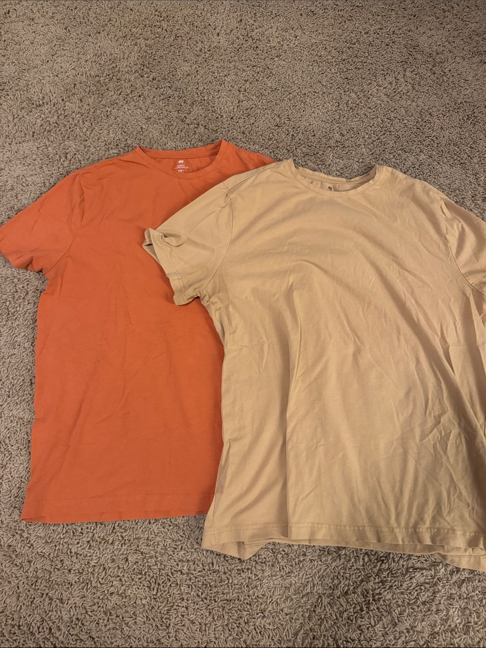 H&M Two-Pack Short Sleeve Tees — Orange & Beige